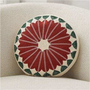 West Elm Andrew Luddick Crewel Round Holiday Folk Pillow